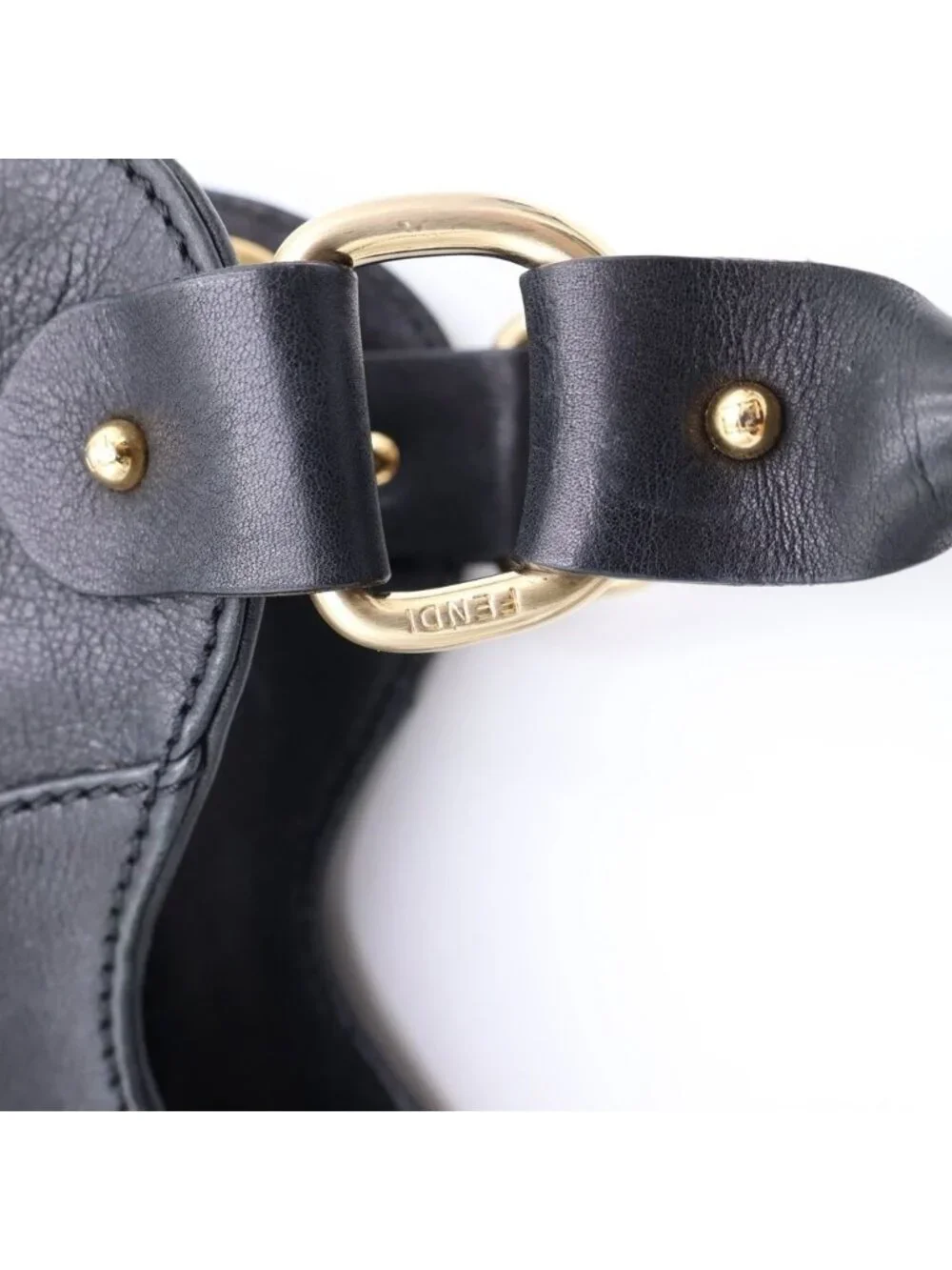 Fendi Handbag Diavolo Black Leather Gold
